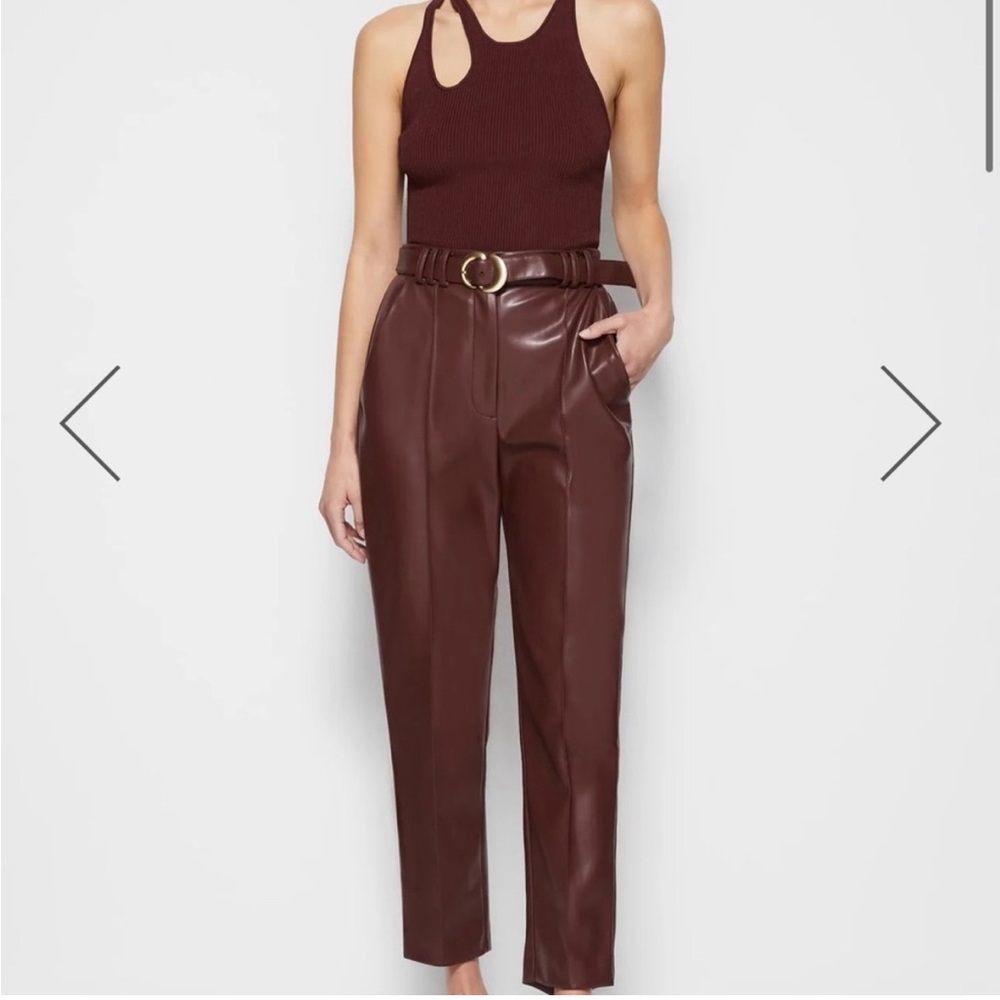 SIMKAI vegan leather Pauline pants in Mahogony
